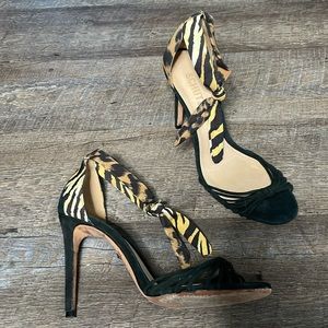 Schutz zebra print tie up heels